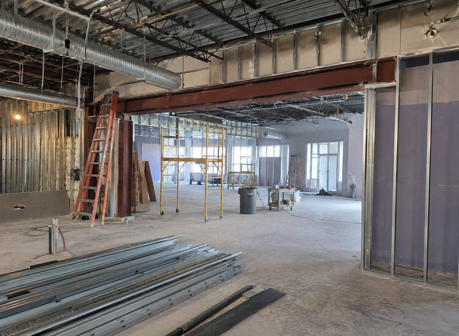 Commercial tenant build-out with structural steel beam in Ocala FL