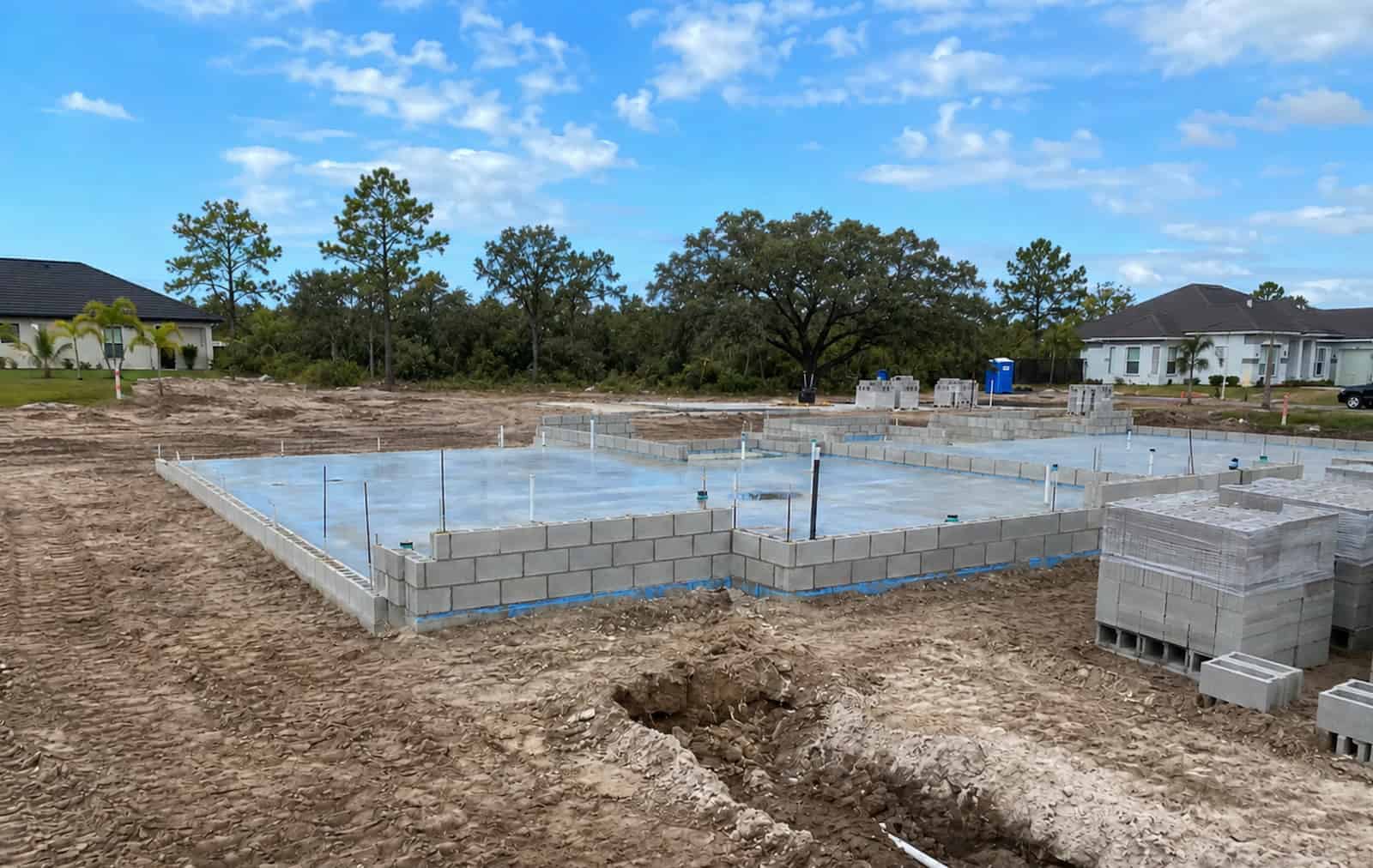 Foundation and slab work on a new home in Marion County