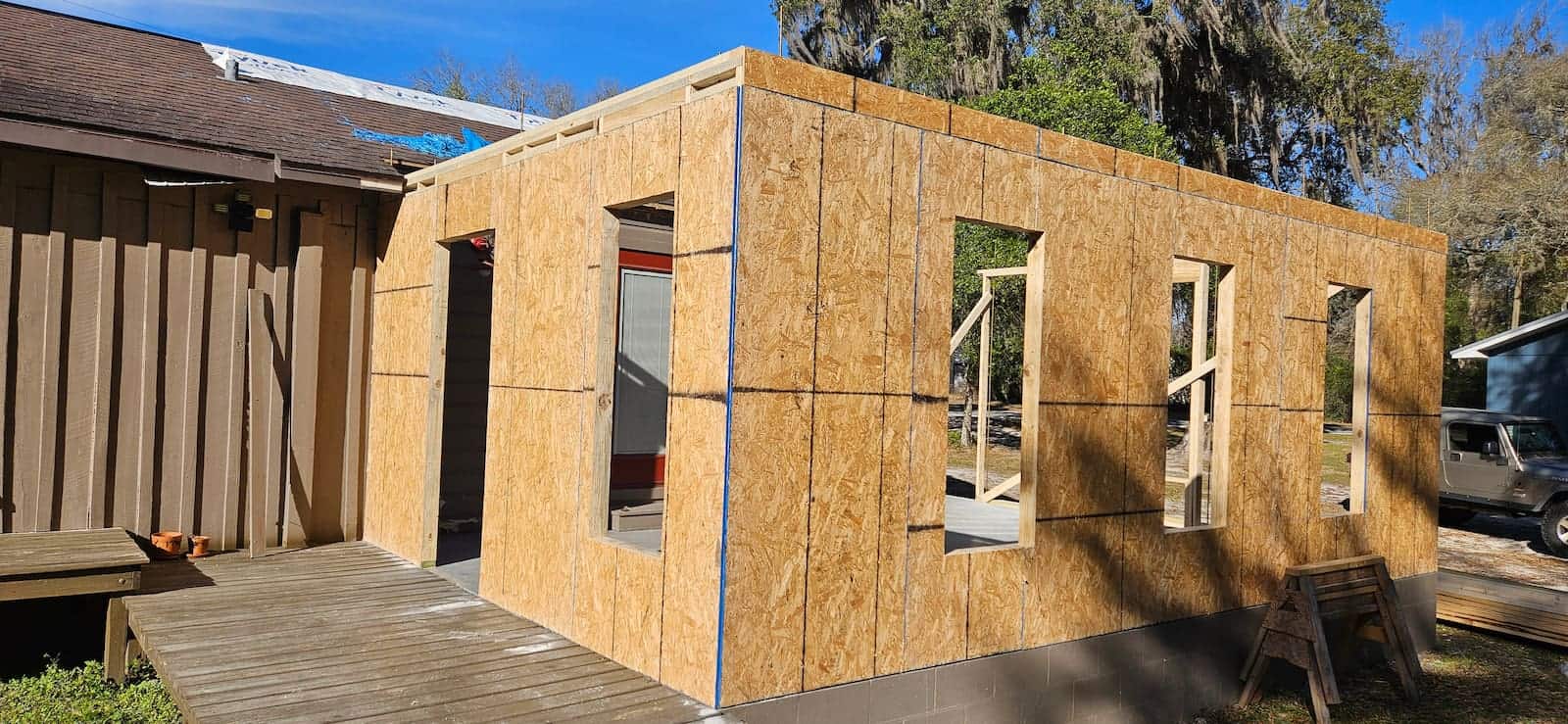 Framing work for additional living space in Central Florida