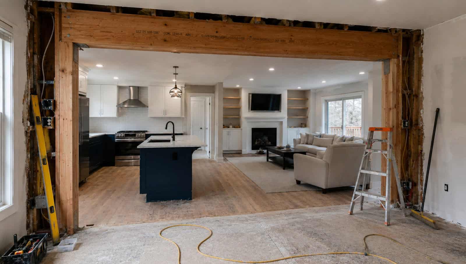 Load-bearing wall removed and replaced with an LVL beam in an Ocala FL home