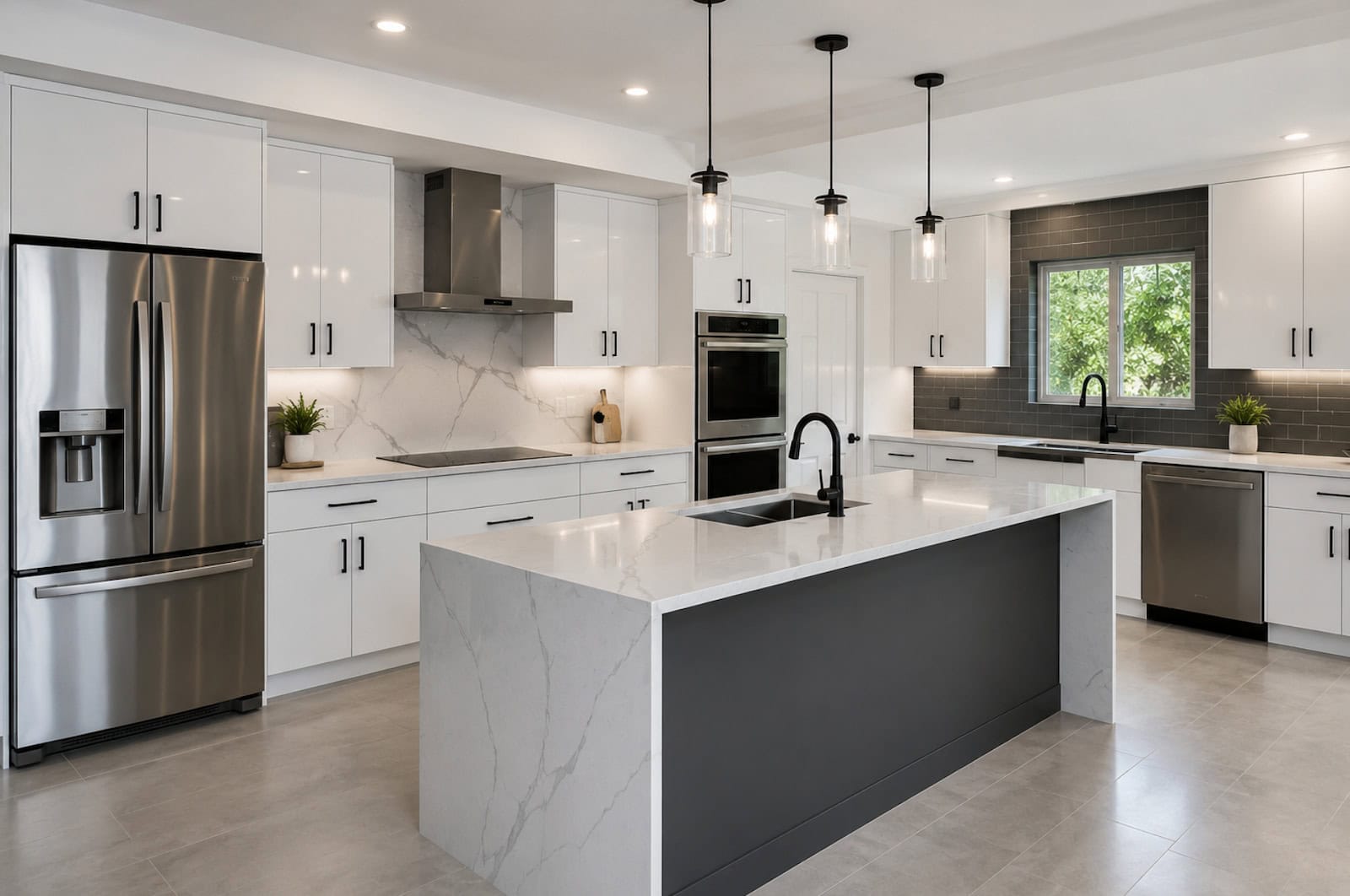 Modern kitchen remodel with white cabinets in Ocala FL