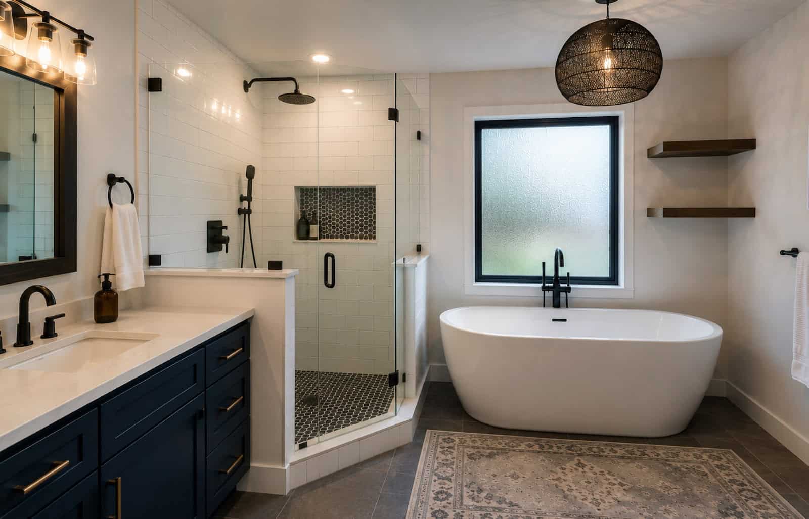 Bathroom remodel with freestanding tub and glass shower in The Villages FL