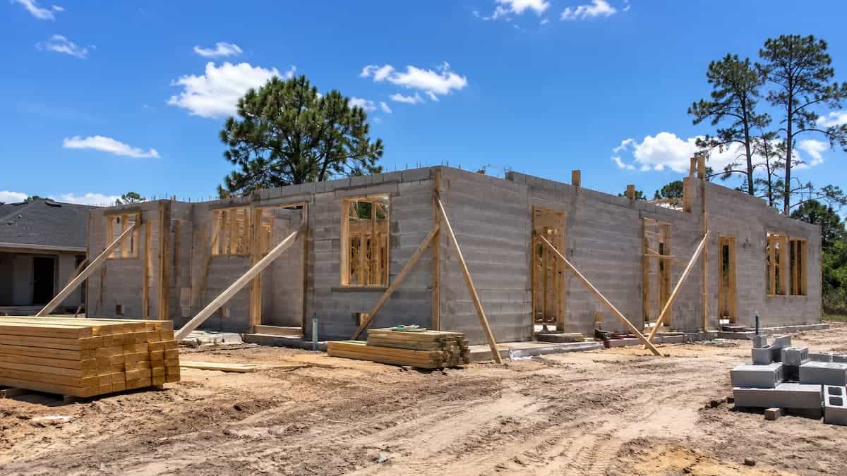 New home construction framing in Ocala FL built with a VA construction loan