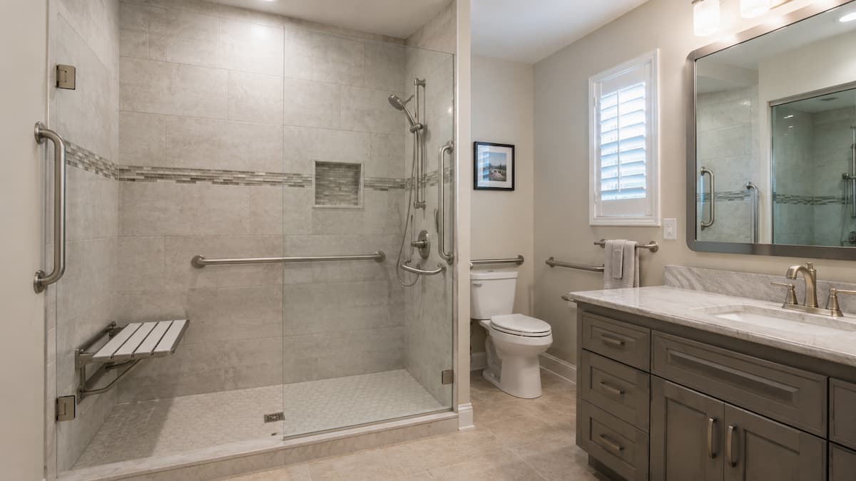 Accessible walk-in shower remodel in Central Florida funded with a VA renovation loan