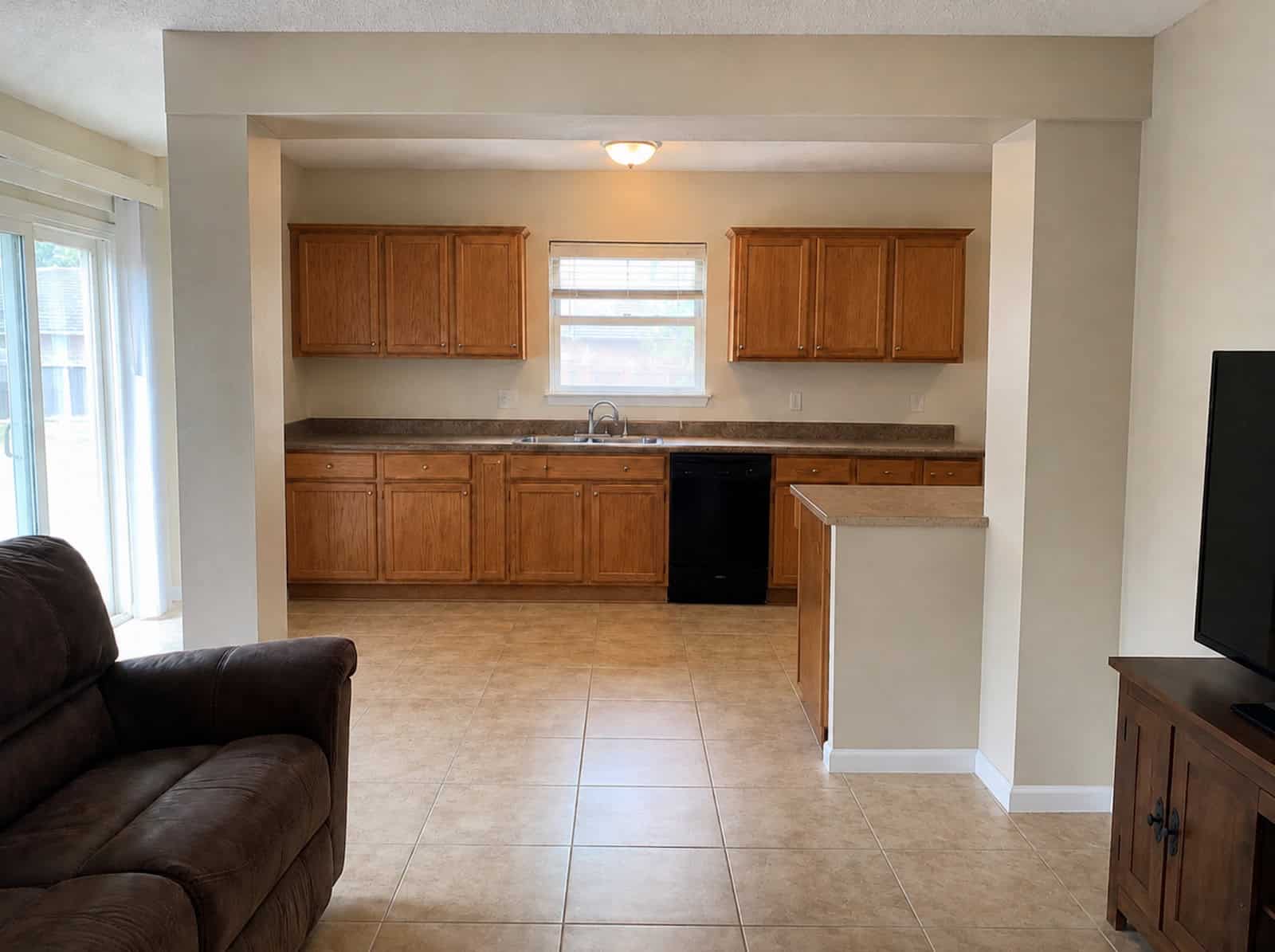 Open concept kitchen after load-bearing wall removal in Ocala, FL